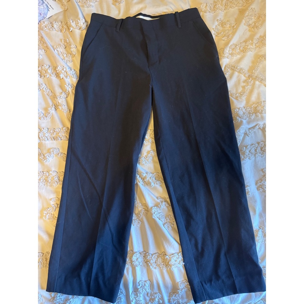 Chaps Boys Black Dress Pants Flat Front Stretch Trousers Size 12 Husky